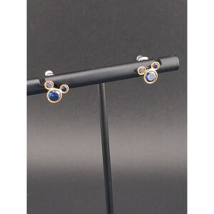 Disney 10KT Gold Mickey Mouse Earrings Blue Cubic Zirconia Sapphire September